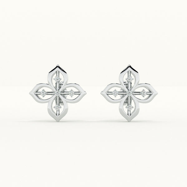 Floral Grace Lab-Grown Diamond + 925 Sterling Silver Earrings