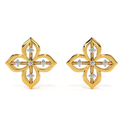Floral Glow 9KT Gold Lab Grown Diamond Stud Earring