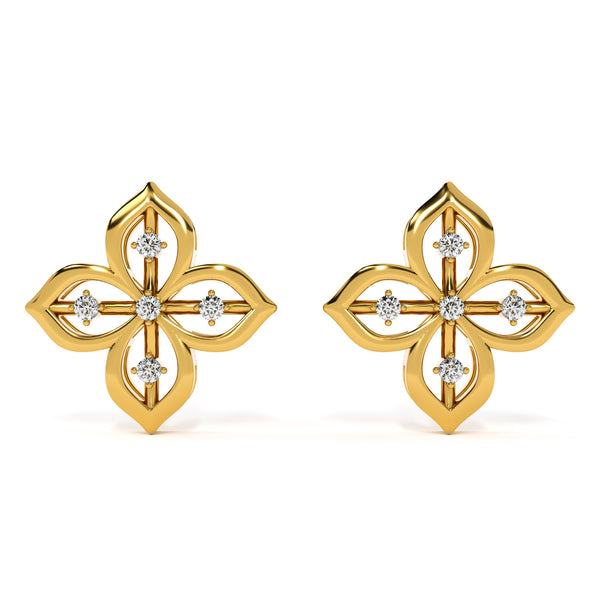 Floral Glow 9KT Gold Lab Grown Diamond Stud Earring