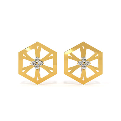 Hexa Star 9KT Gold Lab Grown Diamond Stud Earring