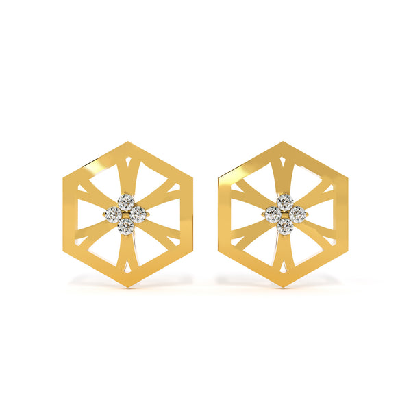 Hexa Star 9KT Gold Lab Grown Diamond Stud Earring