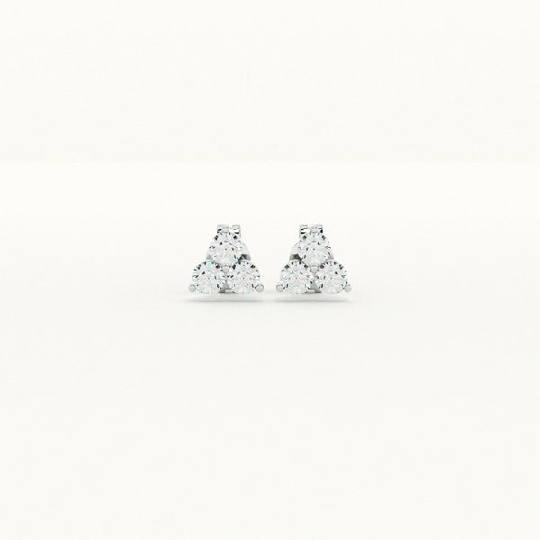 Elegant Trio Cluster Lab-Grown Diamond + 925 Sterling Silver Earrings