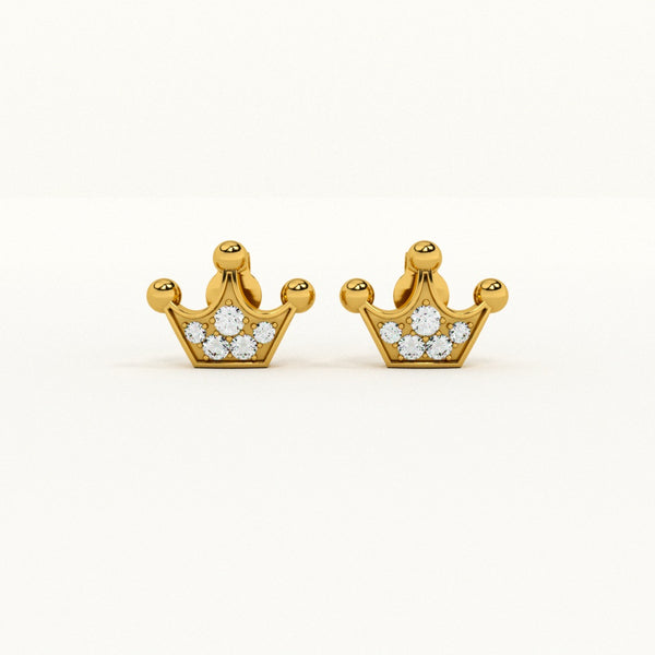 Royal Crown Lab-Grown Diamond Gold Vermeil Studs