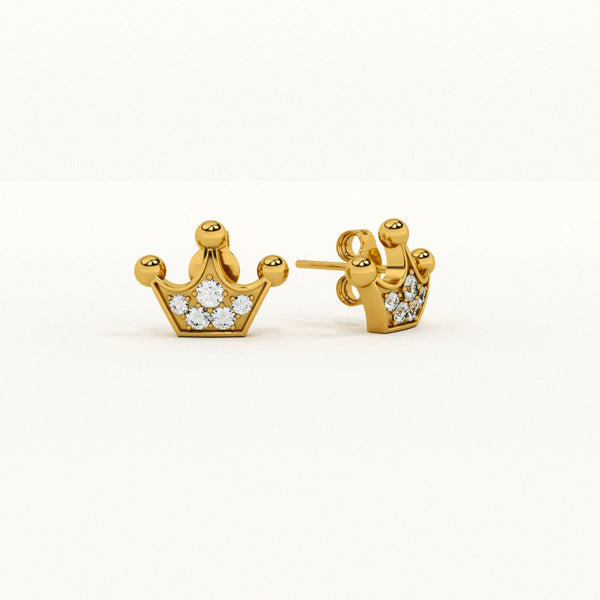 Royal Crown Lab-Grown Diamond Gold Vermeil Customizable Stud Earring