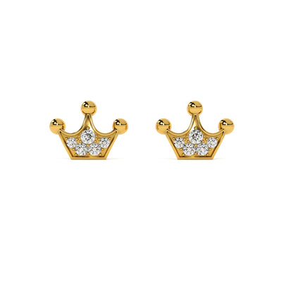 Royal Crown 9KT Gold Lab Grown Diamond Stud Earring