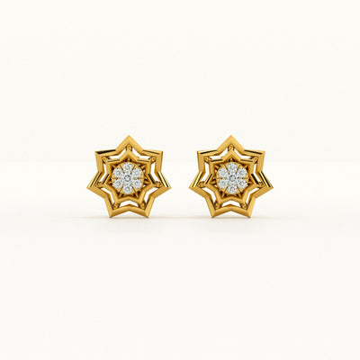 Golden Galaxy Star Sparkling Lab-Grown Diamond Customizable Stud Earring