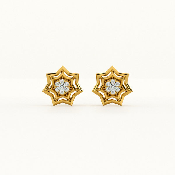 Golden Galaxy Star Sparkling Lab-Grown Diamond Customizable Stud Earring