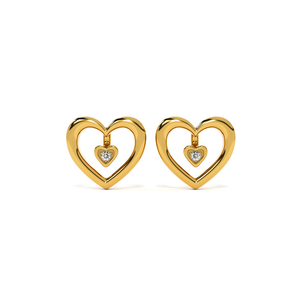 Love's Glow Heart 9KT Gold Laboratory Grown Diamond Stud Earring