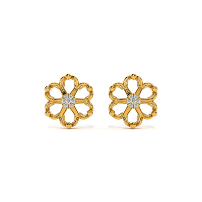 Radiant Petals 9KT Gold Lab Grown Diamond Stud Earring