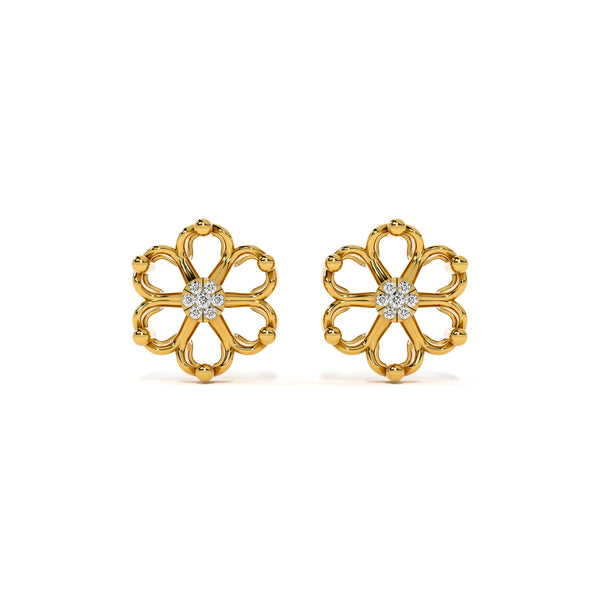 Radiant Petals 9KT Gold Lab Grown Diamond Stud Earring