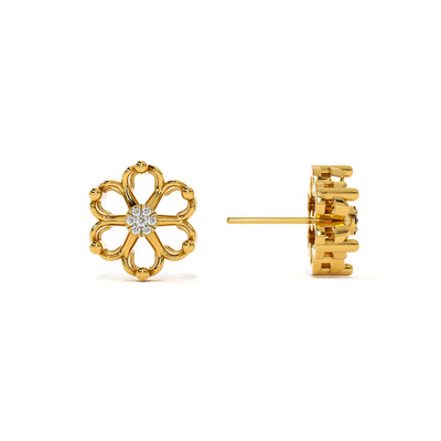 Radiant Petals 9KT Gold Lab Grown Diamond Stud Earring