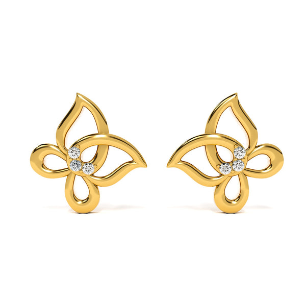 Floral Whimsy 9KT Gold Lab Grown Diamond Stud Earring