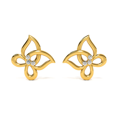 Floral Whimsy 9KT Gold Lab Grown Diamond Stud Earring