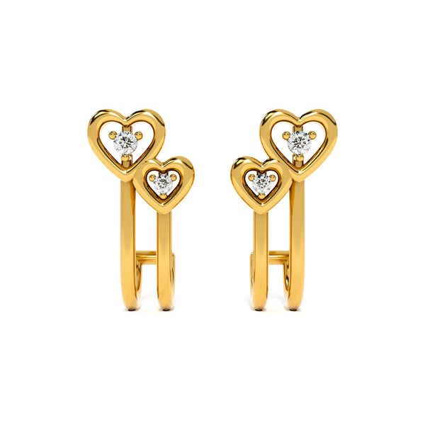 Twin Hearts 9KT Gold Lab Grown Diamond Stud Earring