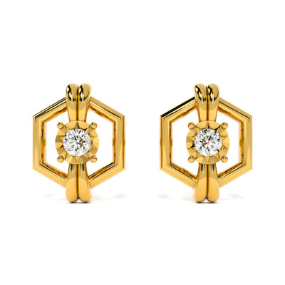 Sleek & Chic 9KT Gold Lab Grown Diamond Stud Earring