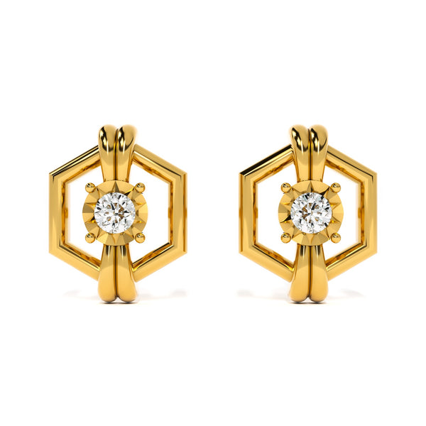 Sleek & Chic 9KT Gold Lab Grown Diamond Stud Earring