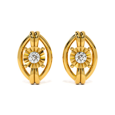 Ornate Glow 9KT Gold Lab Grown Diamond Stud Earring