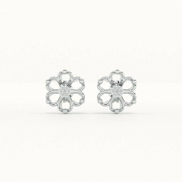 Floral Elegance Lab-Grown Diamond + 925 Sterling Silver Earrings