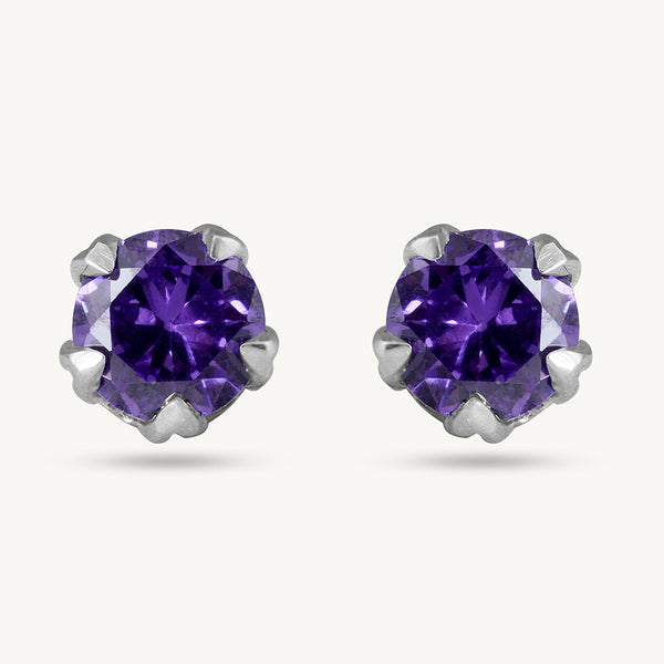 Purple 925 Sterling Silver Stud Earrings