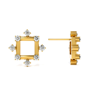 Elegant Edges 9KT Gold Lab Grown Diamond Stud Earring