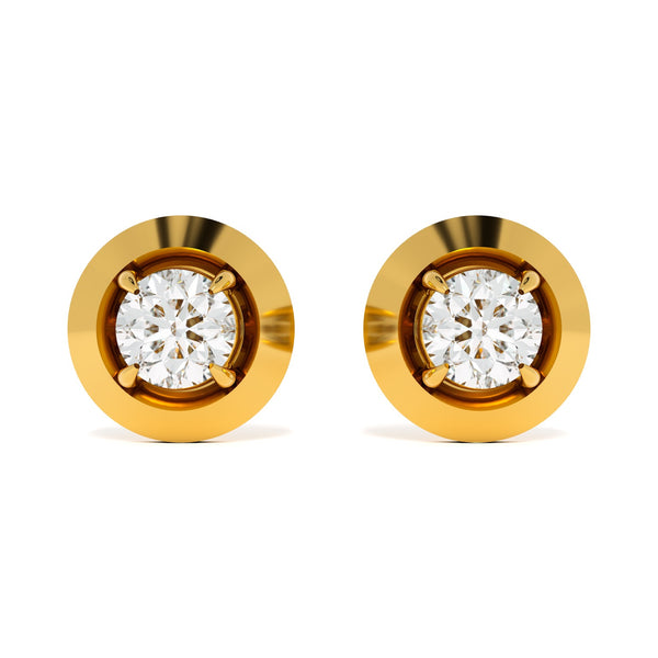 Round Shine 9KT Gold Lab Grown Diamond Earrings