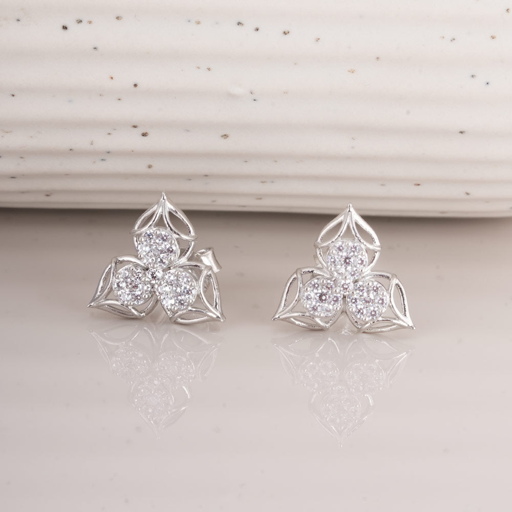 Leaf 925 Sterling Silver Stud Earrings - view 3
