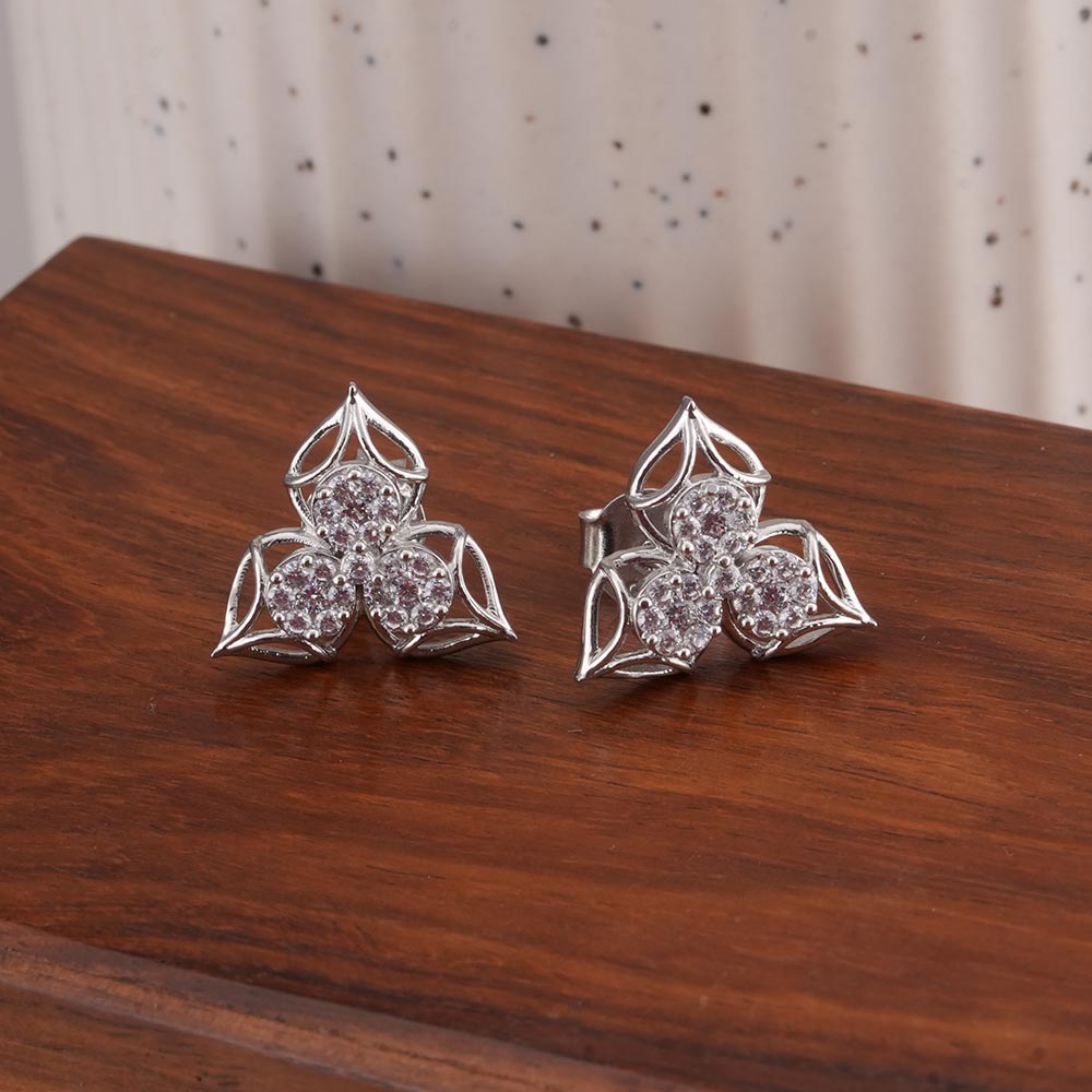 Leaf 925 Sterling Silver Stud Earrings - view 4