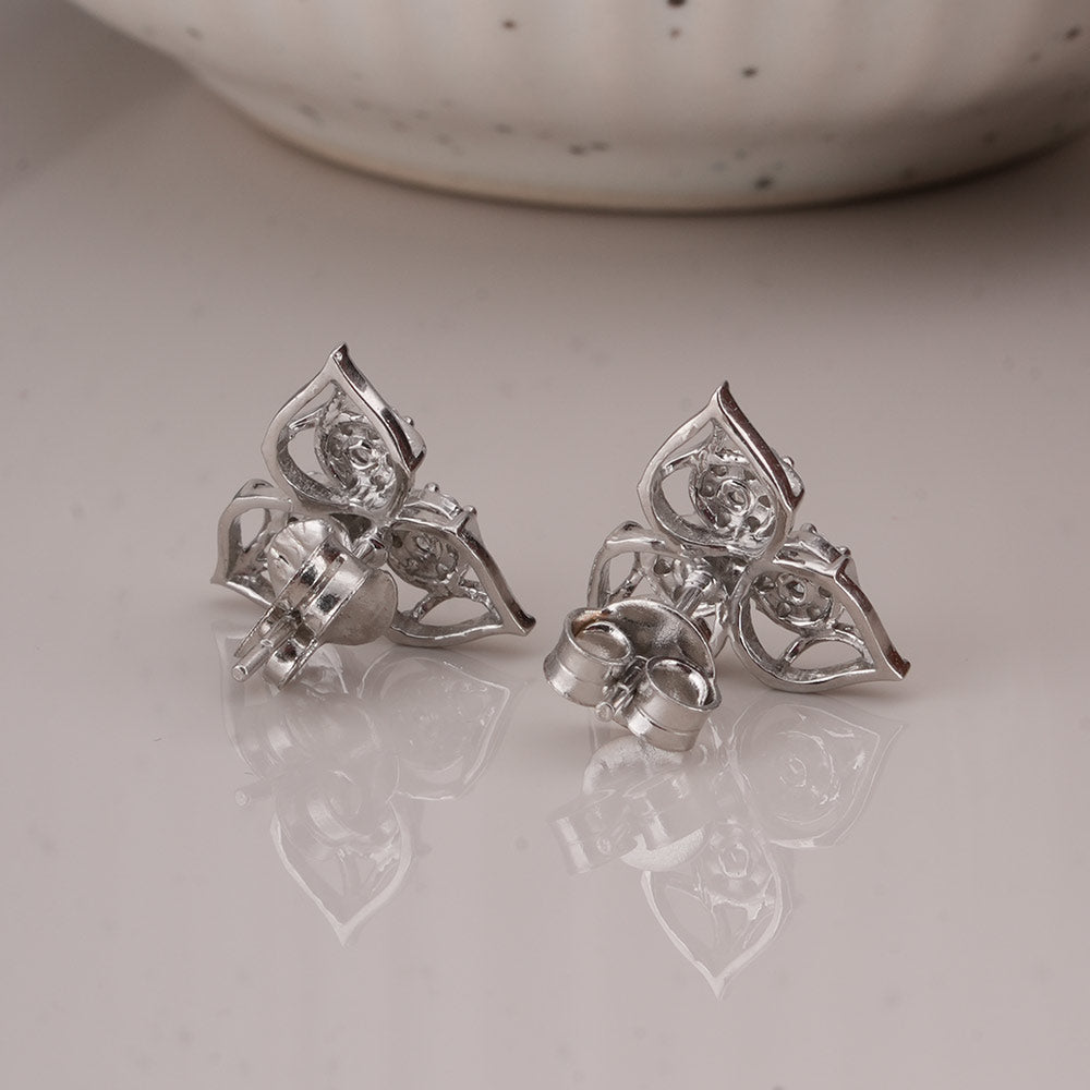 Leaf 925 Sterling Silver Stud Earrings - view 6