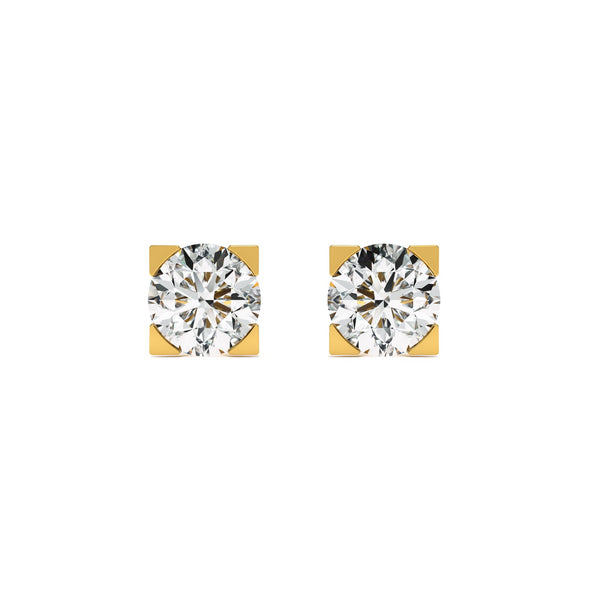 Square Shine 9KT Gold Lab Grown Diamond Earrings