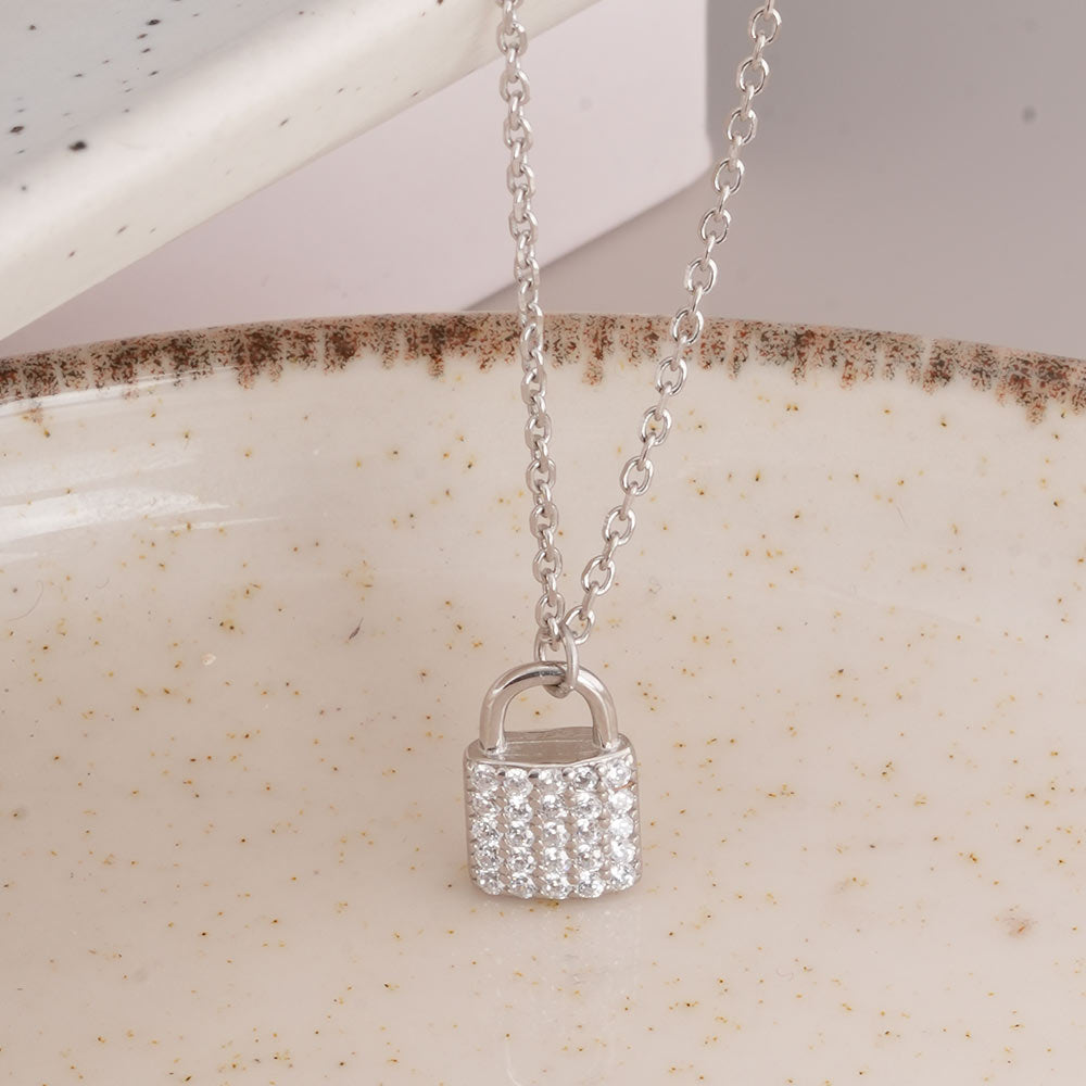 Crystal Lock 925 Sterling Silver Necklace - view 3