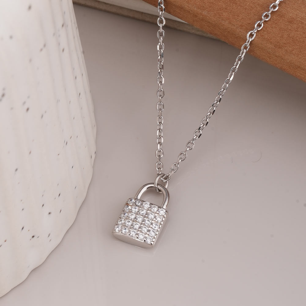 Crystal Lock 925 Sterling Silver Necklace - view 5
