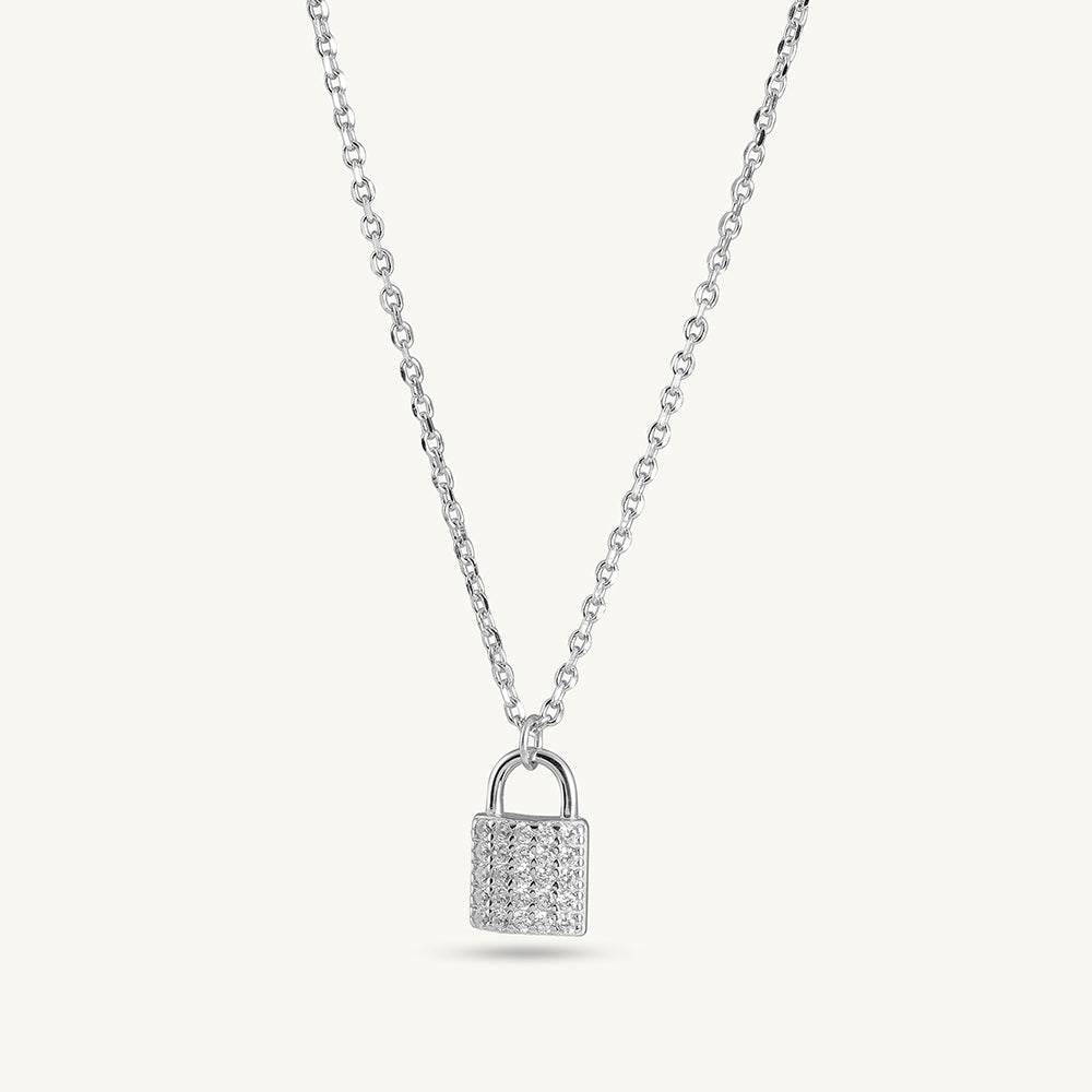 Crystal Lock 925 Sterling Silver Necklace - view 2