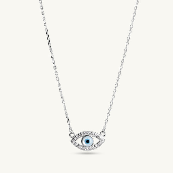 Minimalist Evil Eye 925 Sterling Silver Necklace