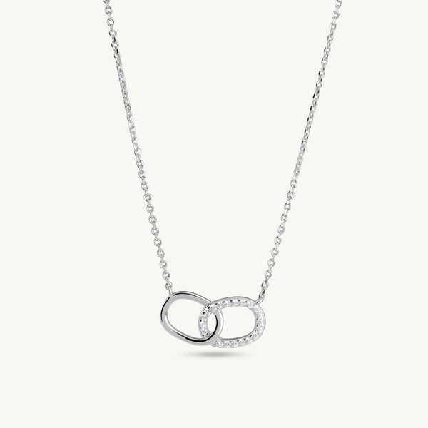 Minimalist Linked Circles 925 Sterling Silver Necklace