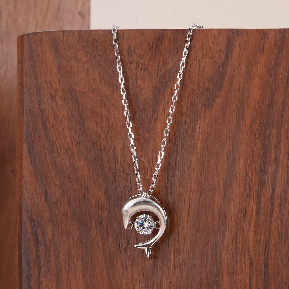 Crystal Dolphin 925 Sterling Silver Necklace - view 3