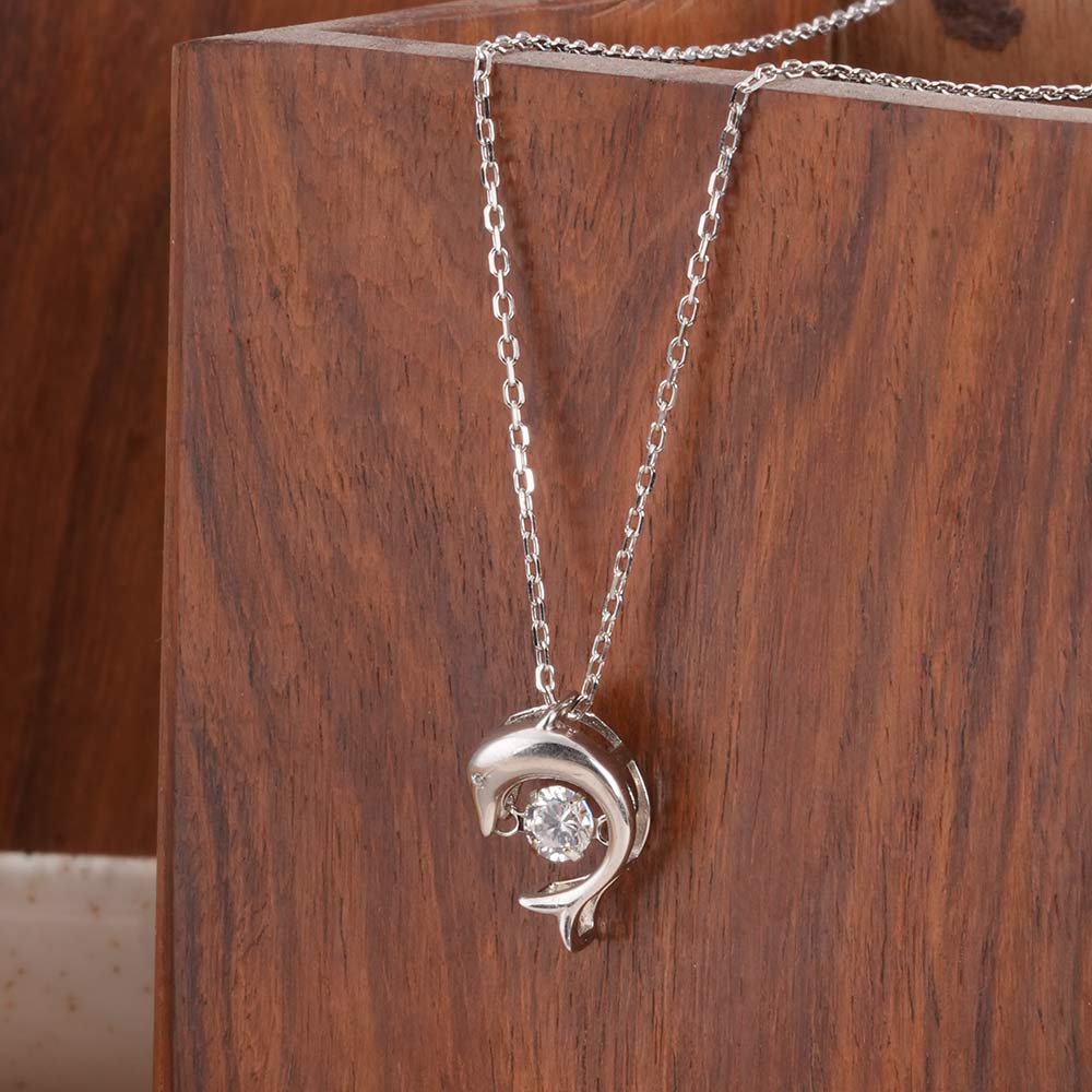 Crystal Dolphin 925 Sterling Silver Necklace - view 6