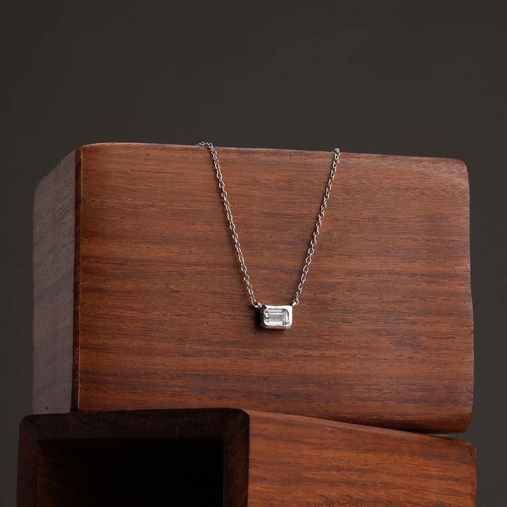 Rectangle Pendant 925 Sterling Silver Necklace - view 5