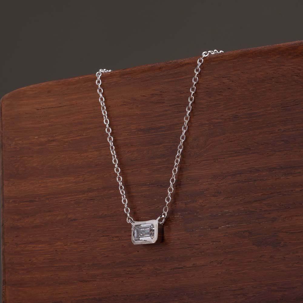 Rectangle Pendant 925 Sterling Silver Necklace - view 4