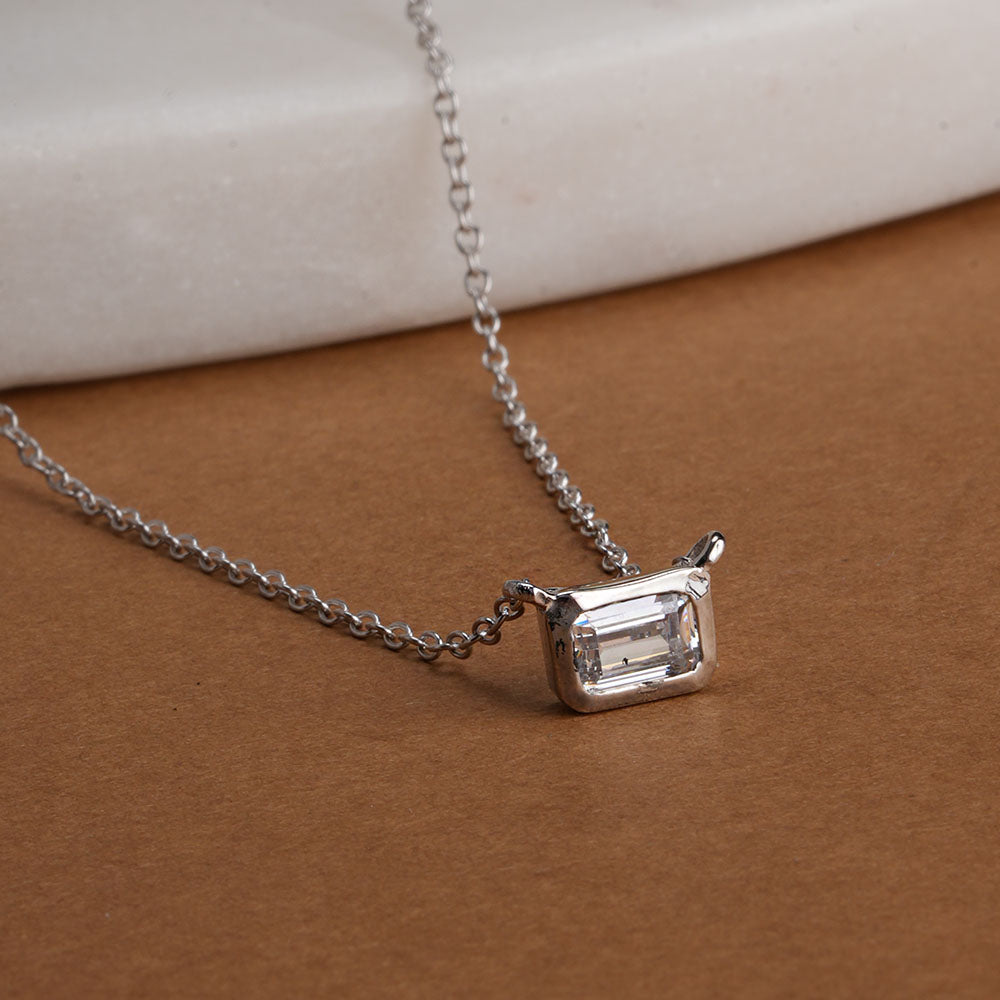 Rectangle Pendant 925 Sterling Silver Necklace - view 6