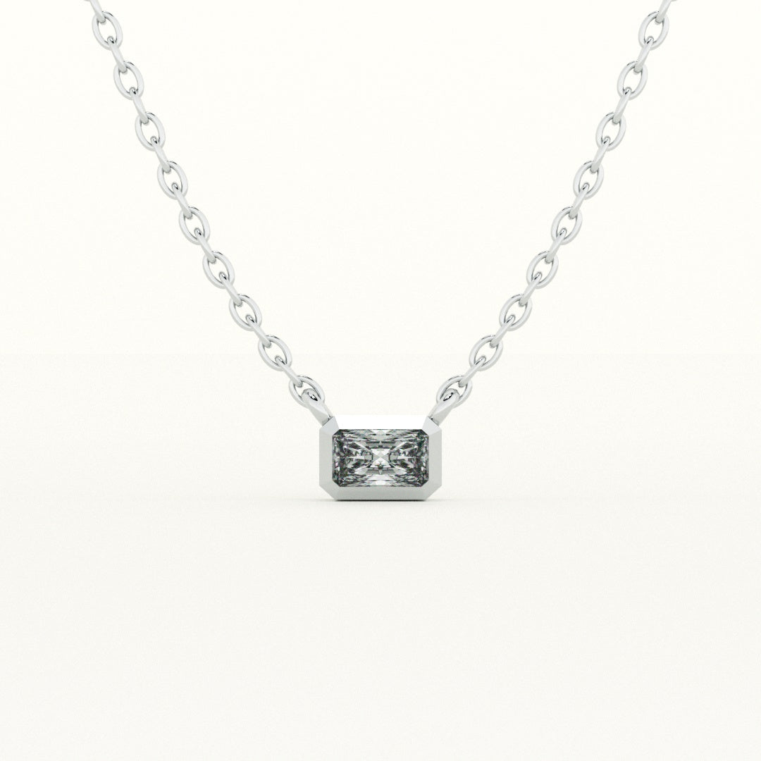 Rectangle Pendant 925 Sterling Silver Necklace - view 2