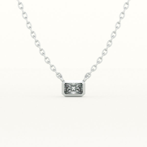 Rectangle Pendant 925 Sterling Silver Necklace - Image 1