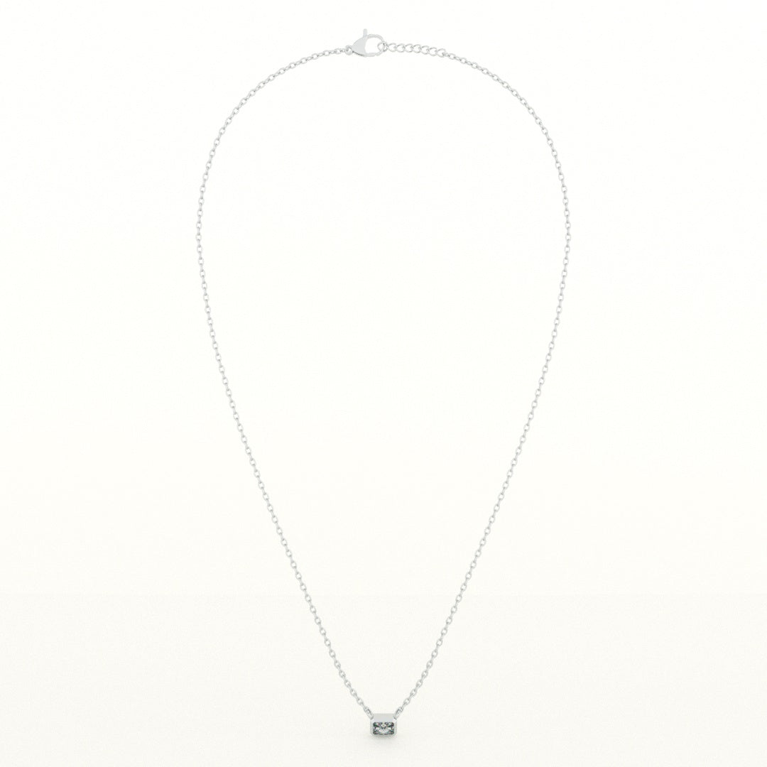 Rectangle Pendant 925 Sterling Silver Necklace - view 3