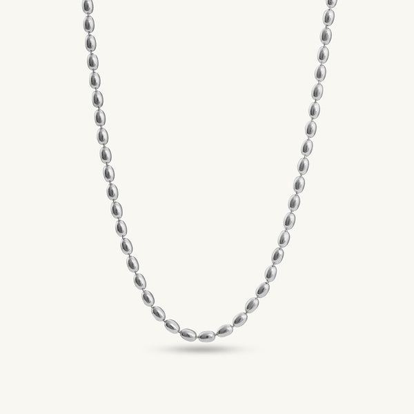 Oval Beads 925 Sterling Silver  Chain