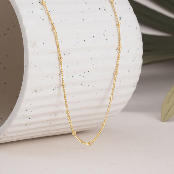 Gold Bead 925 Silver Chain