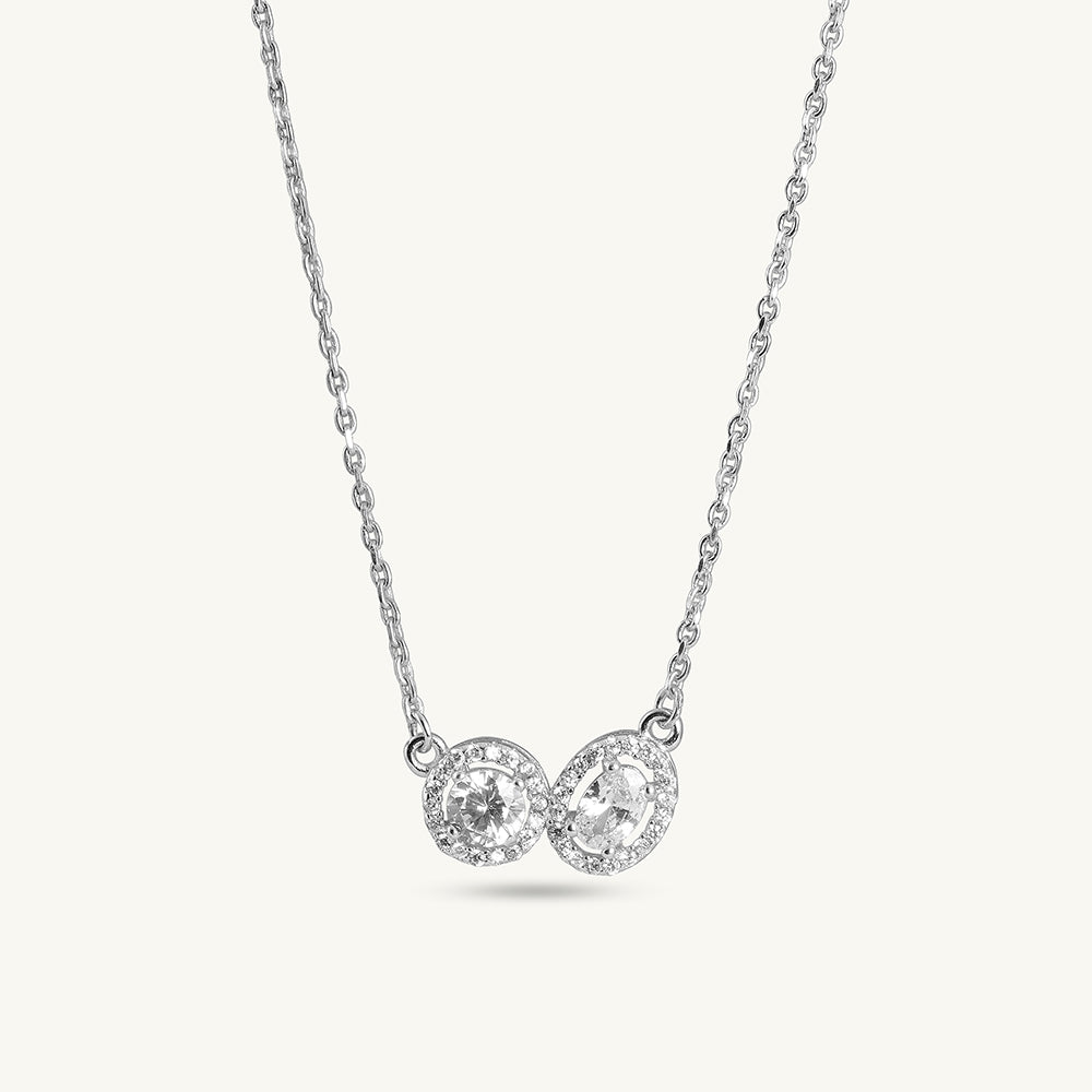 Double Gem 925 Sterling Silver Necklace