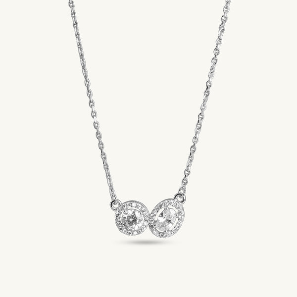 Double Gem 925 Sterling Silver  Necklace