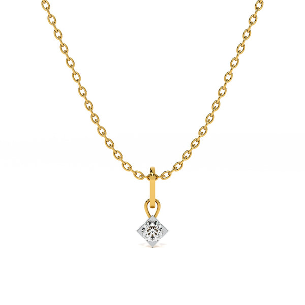 Elegant Solitaire 9KT Gold Lab Grown Diamond Necklace