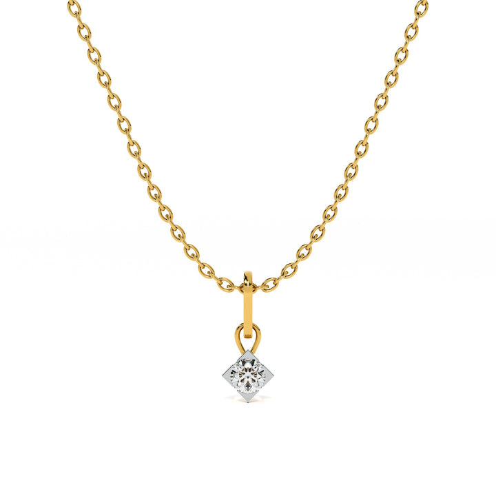 Elegant Solitaire 9KT Gold Lab Grown Diamond Necklace - 1
