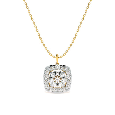 Square Cluster 9KT Gold Lab Grown Diamond Necklace