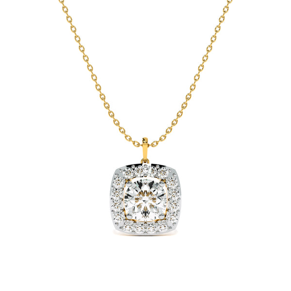 Square Cluster 9KT Gold Lab Grown Diamond Necklace